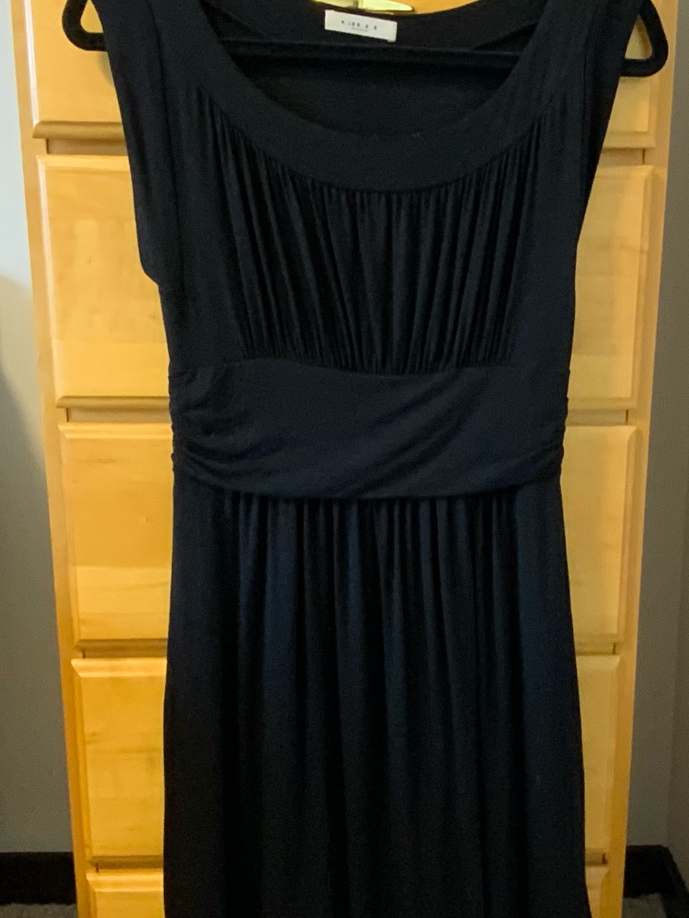 Gilli Black Sleeveless Maxi Dress with Gathered Bodice